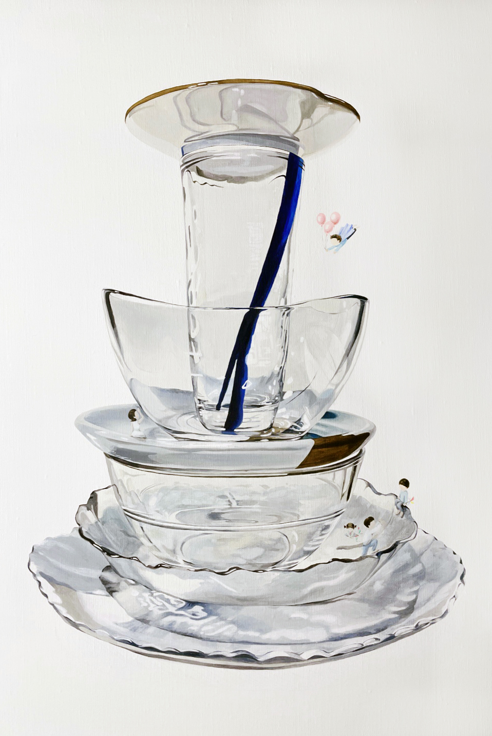 여름/ 여름의 어느 날, 선선한 잎이 떨어지는 여유를 만긱하는 소녀.