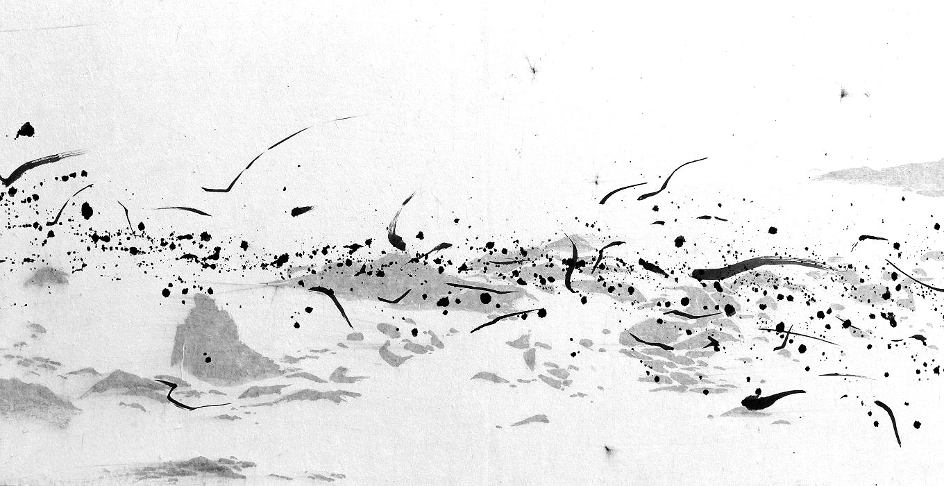 공생共生, 45x90cm,종이,수묵,2020