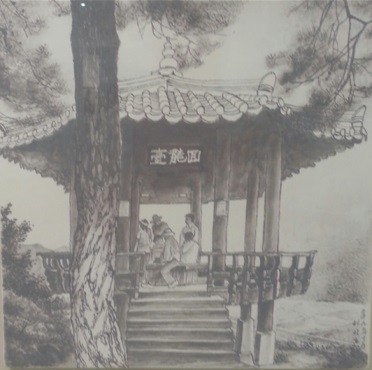 회룡대-회룡대와 지인들  그뒤로 낙동강 지류인 내성천이 휘감아 흐른다.