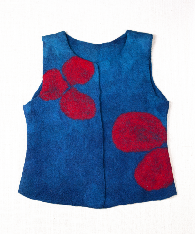 무봉제 파랑색 조끼 Seamless Blue Vest 섬유캐스팅 기법으로 제작한 심리스