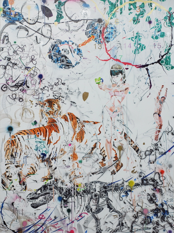 '십자가 강하-투쟁의 역사',acrylic on canvas,260x194cm,2012~2015