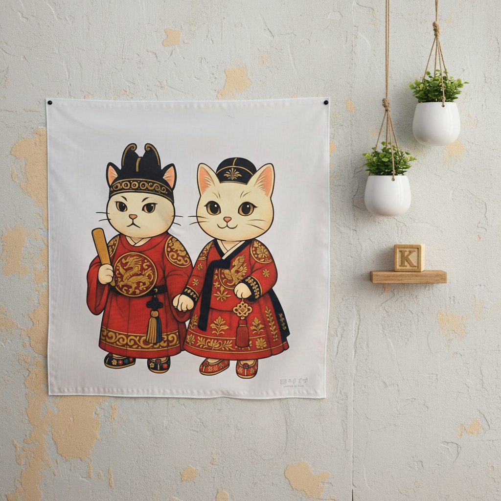 한복입은 궁중 고양이 커플