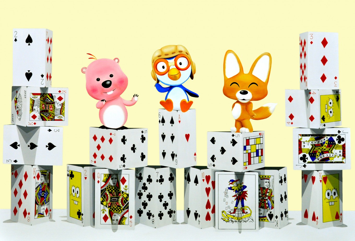 The tower of card - pororo friends_116.7x80.3cm oil on canvas 2015