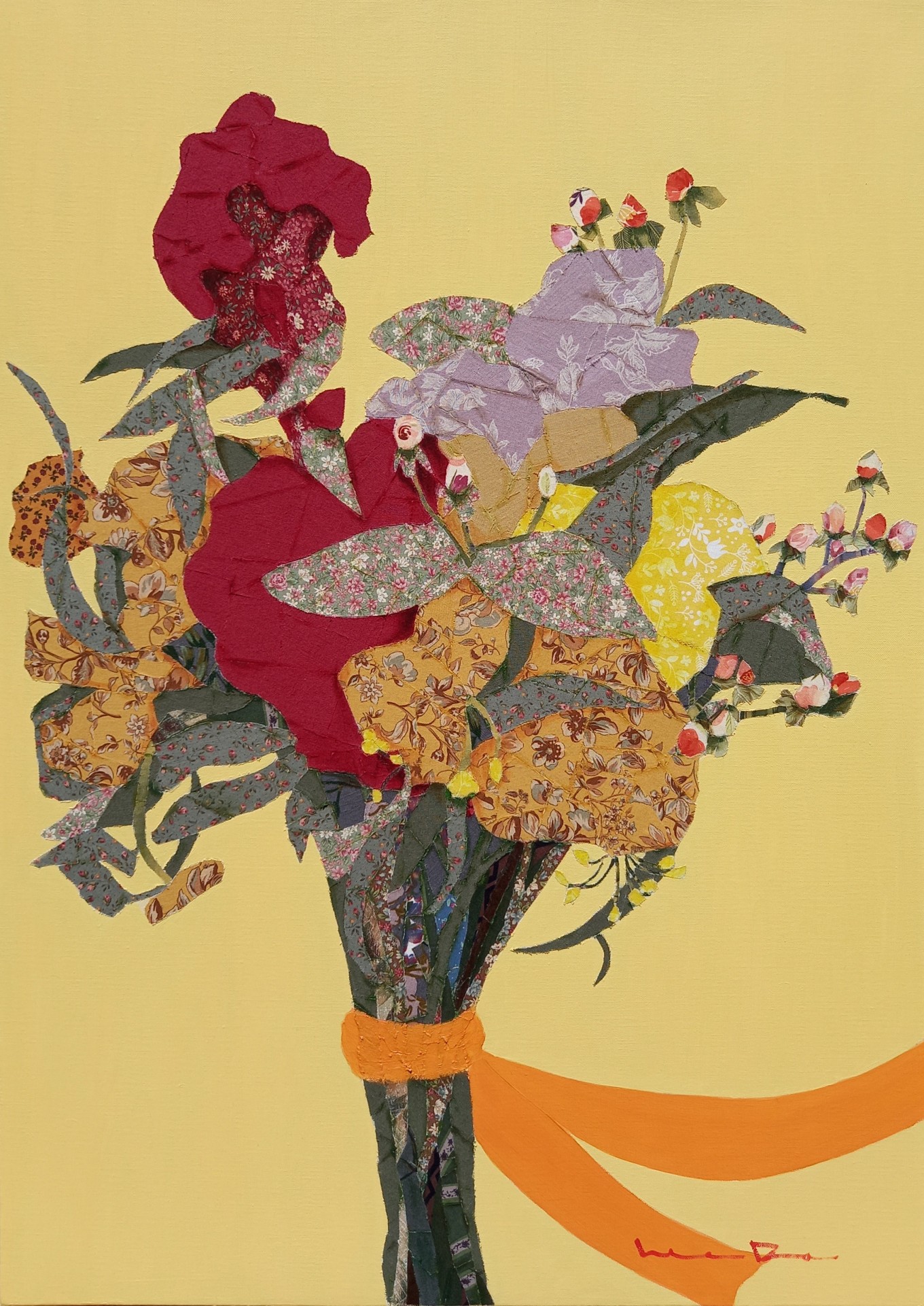 선물-나염천을 이용한 콜라주작품