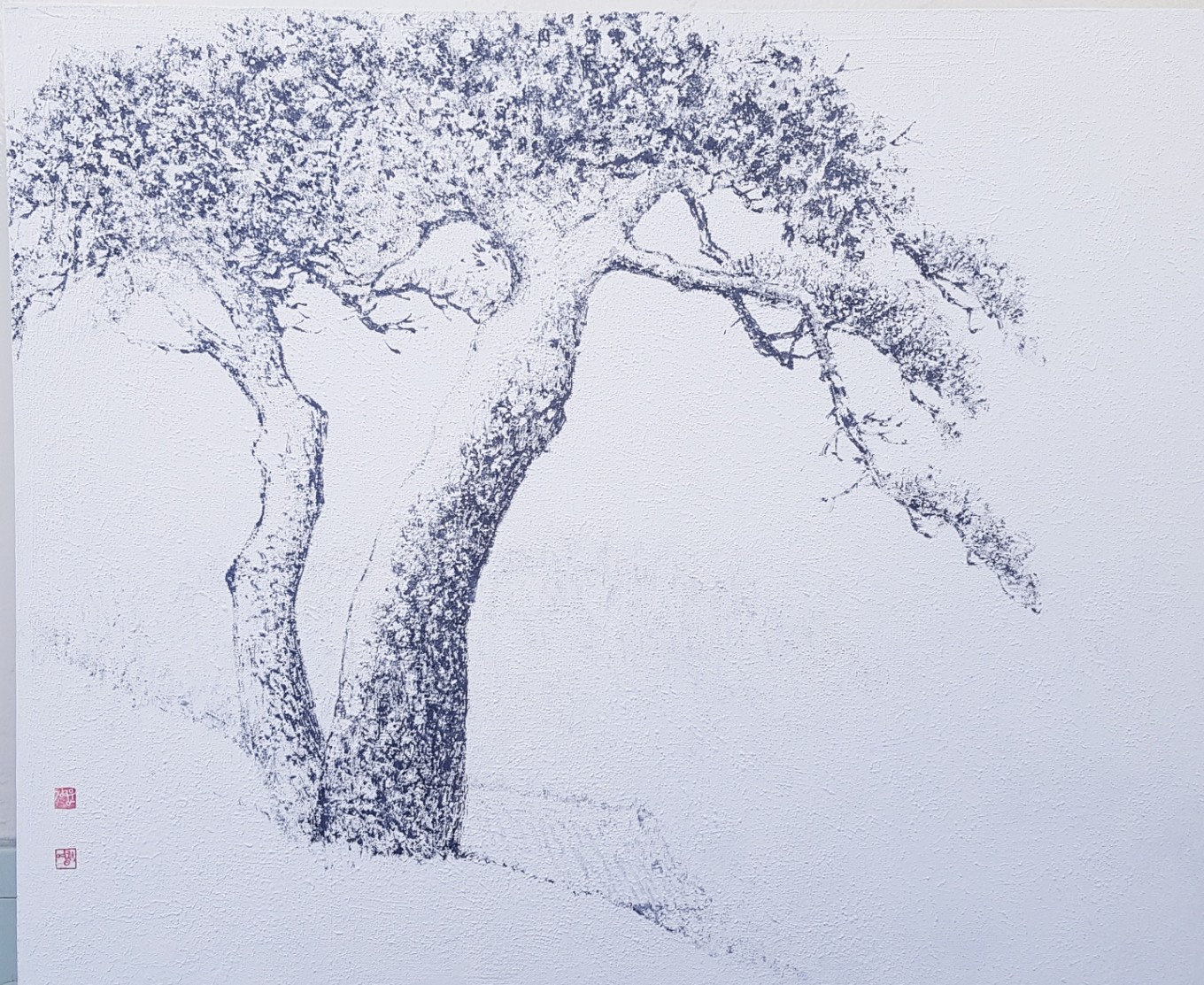 겨울이야기, 50cm x 120cm, 먹과 혼합재료, 캔버스에 그림