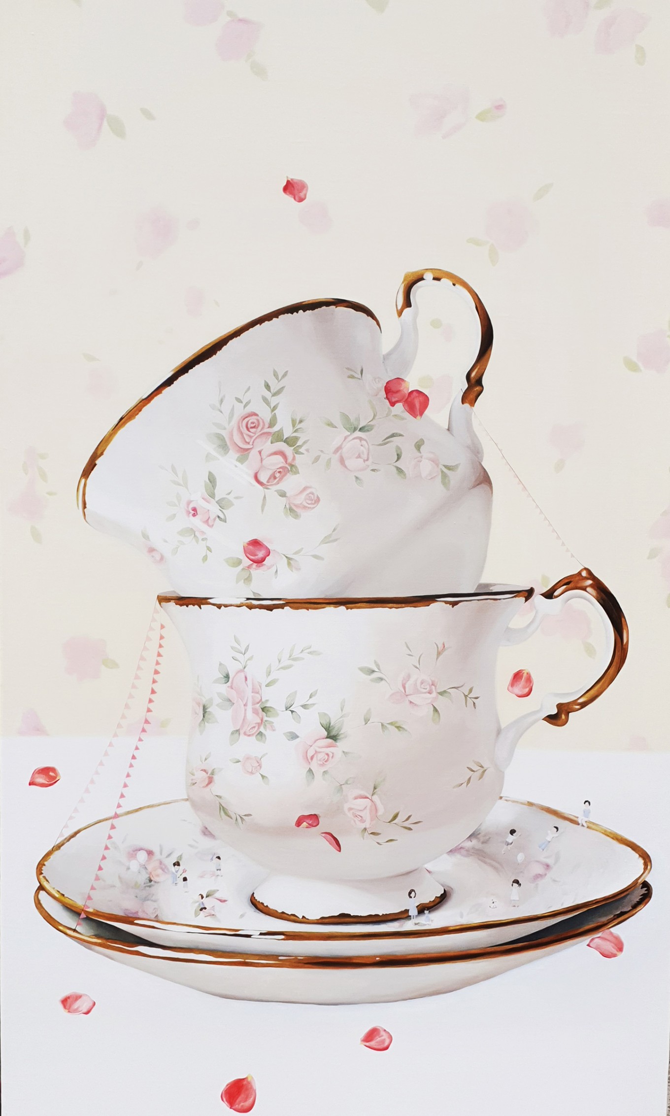 바람이 분다/ 쌓인 접시 위에 부부가 있다. 같은 방향을 바라보며 선선한 바람을 쐬는 그들의 행복.