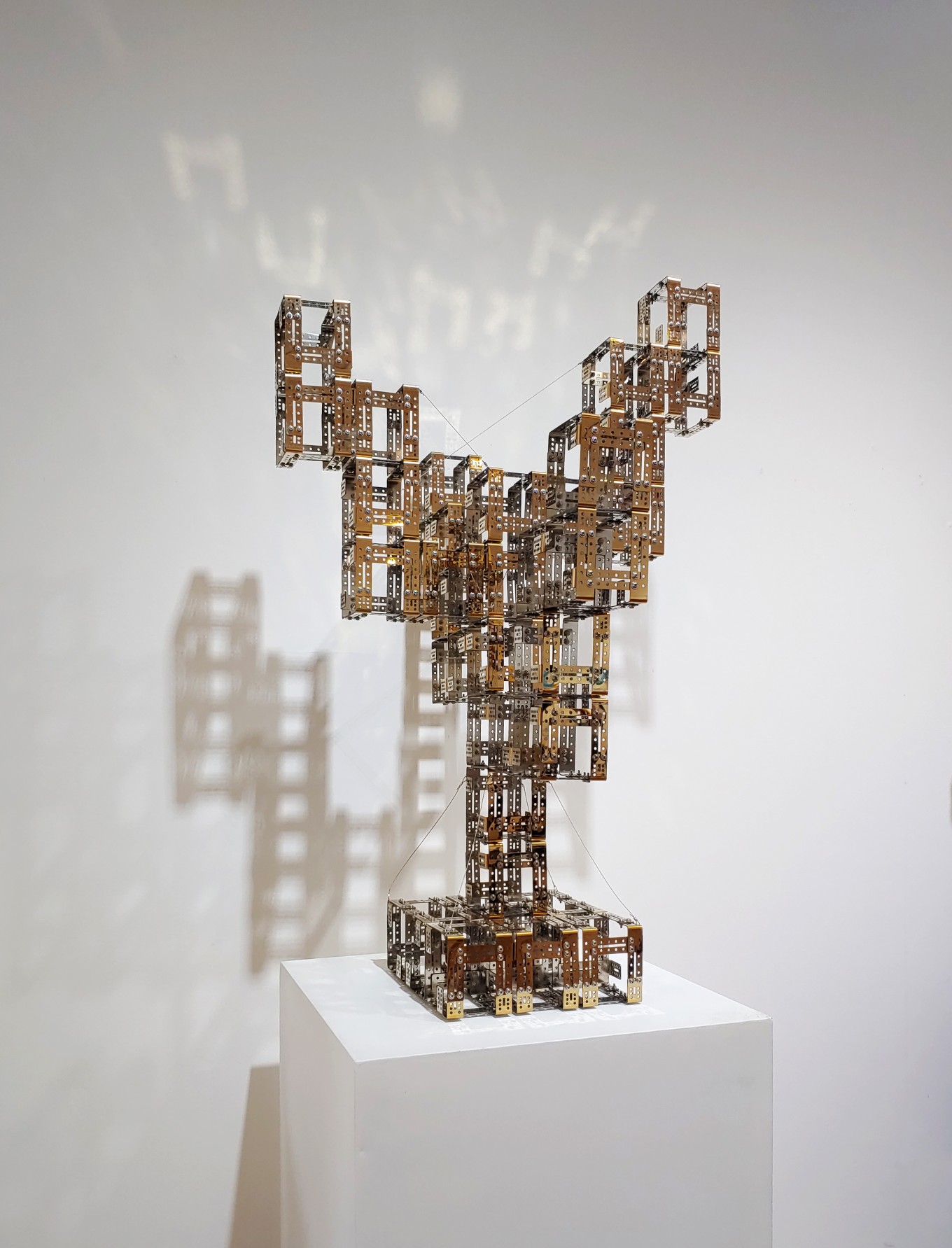 2021 Connection no.1 / Gold stainless mirror를 이용하여 파스너의 형태로 제작하여 나무의 형상을 표현한 작품