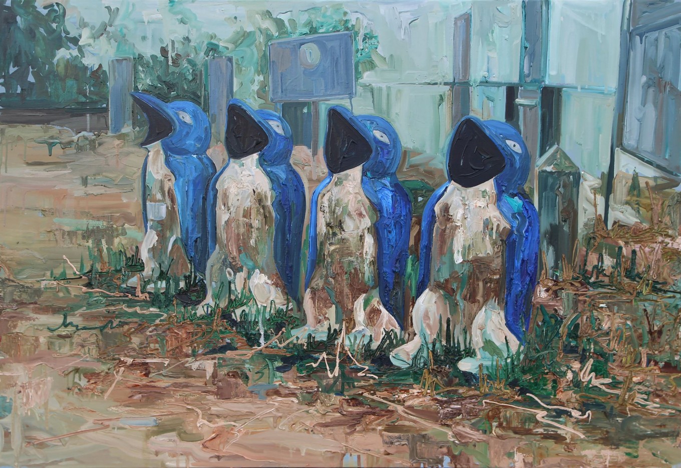 펭귄들, 80.3x116.8cm, oil on canvas, 2021