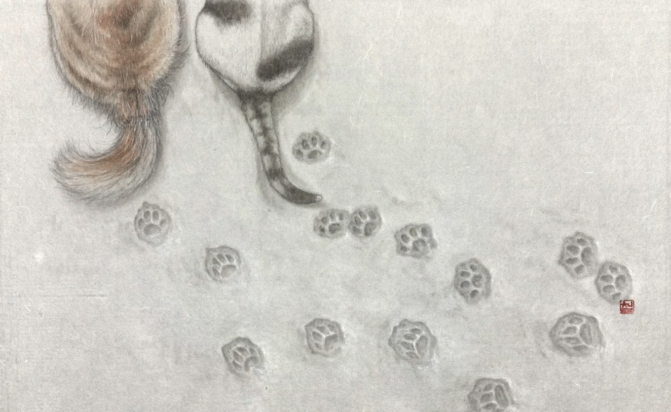 自畵 15-11. 견묘지간, 순지에 수묵담채, 44.0×27.0cm, 2015