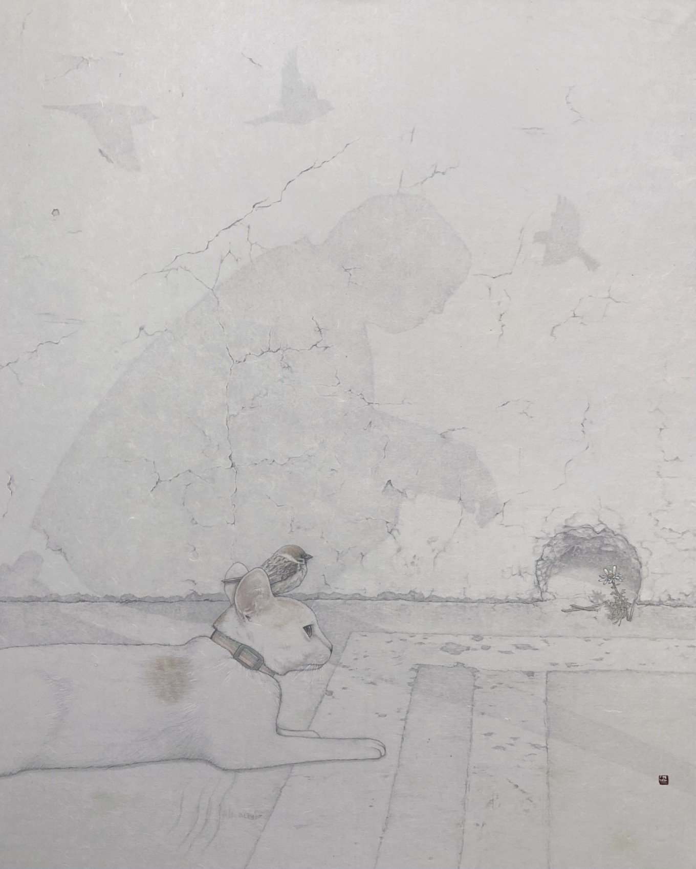 自畵 21-10. 숨은사랑찾기, 순지에 수묵담채, 71.0×89.0cm, 2021