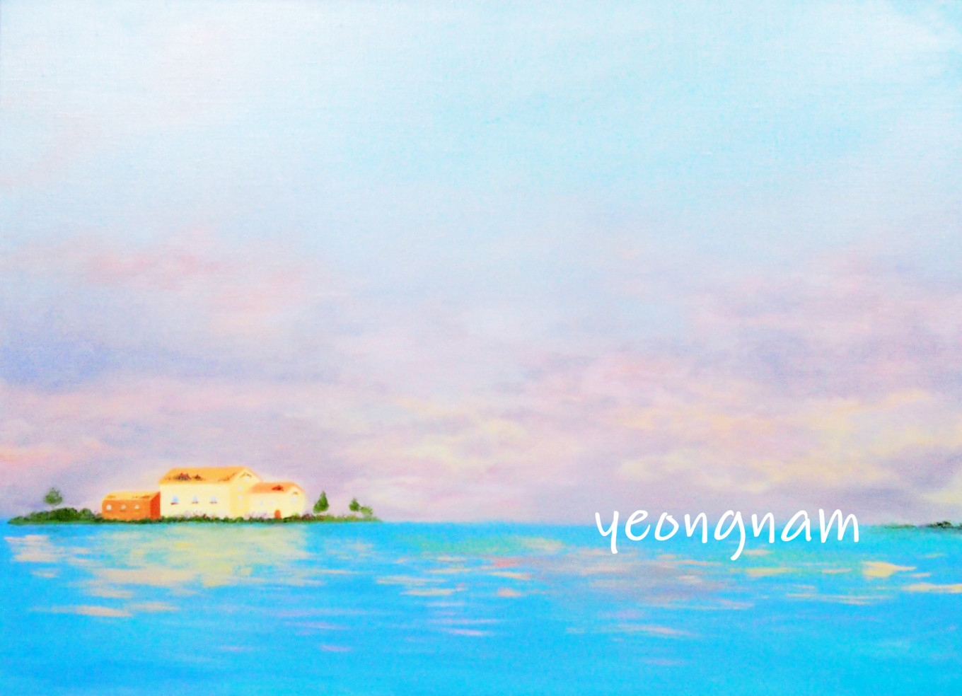 평온한날  잔잔한 바다와 그위에 하늘